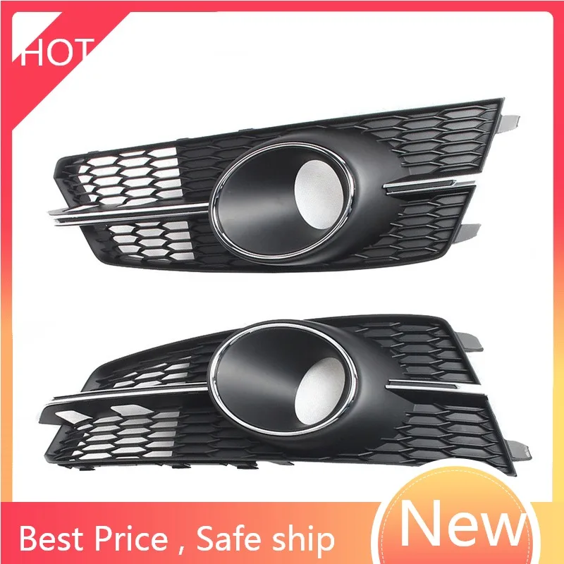 

Chrome Front Left Right Bumper Lower Fog Light ACC Grilles Radar Sensor Decoration Shell Set for AUDI A6 17-18 S6 S-Line C7.5
