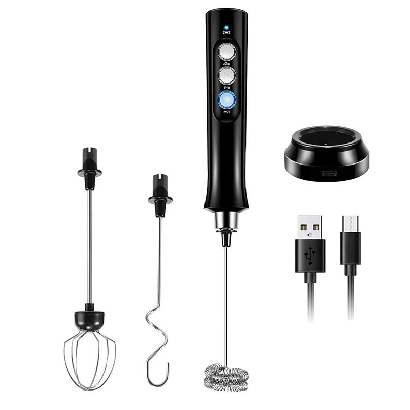 

Milk Frother Handheld, USB Rechargeable 3 Speeds Mini Electric Milk Foam Maker Blender Mixer For Coffee, Cappuccino