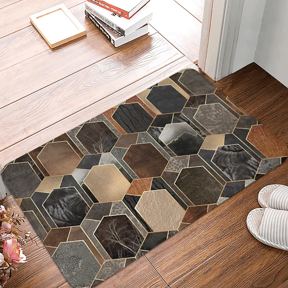 

Серый геометрический водонепроницаемый маслостойкий кухонный коврик, нескользящий коврик для ванной, мягкий напольный коврик для спальни,...