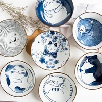 creative ceramic japanese style and wind underglaze hand painted tableware cat rice ramen dish noodle ceramic soup bowl