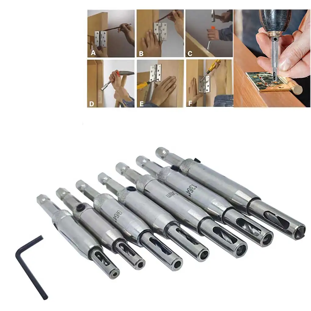 

7 Pieces High Speeds Steel Door Hinge Drill Bit Professional Self-centering Replacement Woodworking Window Drills