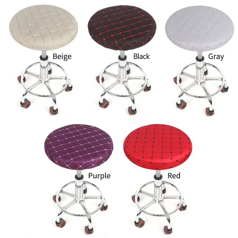 

New Cushion Cover Round Chair Cover Bar Stool Solid Color Elastic Seat Protector Cotton Fabric Seat Chair Covers for Home Sli