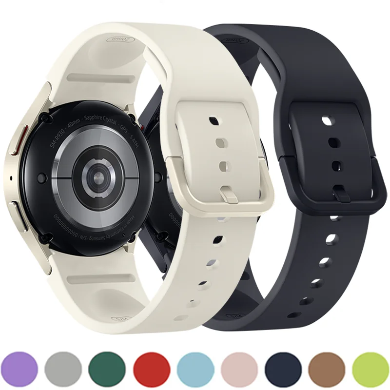 

Ремешок 20 мм для Samsung Galaxy Watch 6 4 5 pro 44-40 мм 45 мм, спортивный силиконовый браслет для Galaxy Watch 4/6 Classic 42/46 мм 43/47 мм