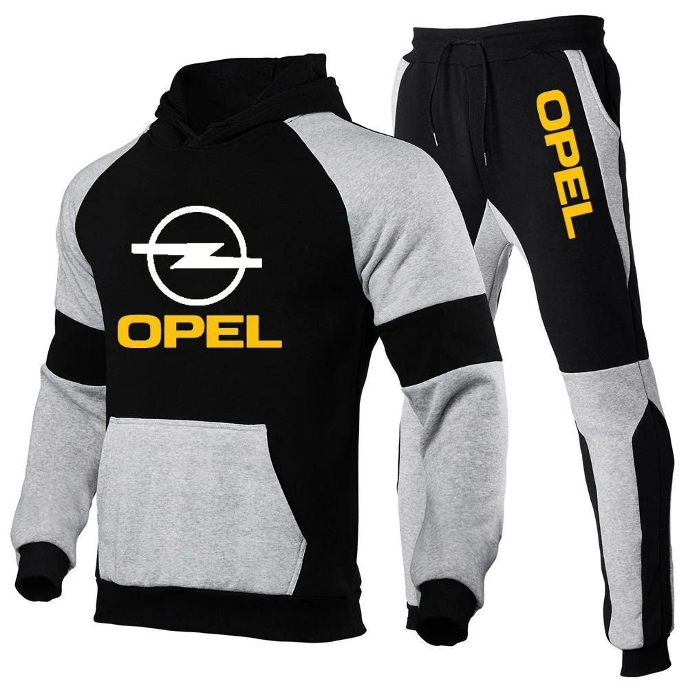 

2023 Opel Autumn Winter Packwork Harajuku Print Sweatshirt Top Pants Sets Sport Suit Tracksuit men Comfortable Designer Tops