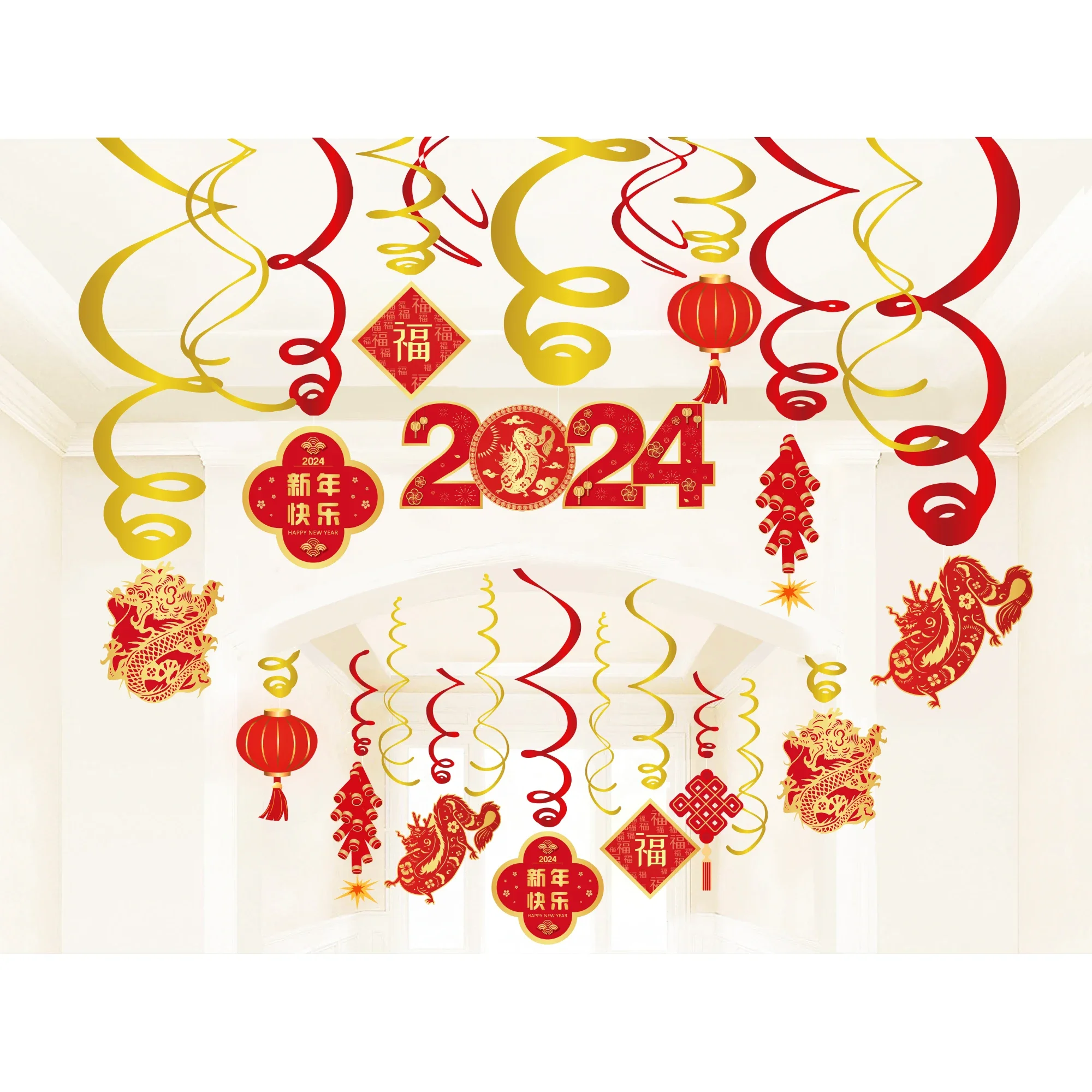 

Фотообои Huancai с надписью Happy Chinese, новый год, модель 2024 года, дракон, Висячие фотообои из ПВХ для весеннего фестиваля, фотоаксессуары