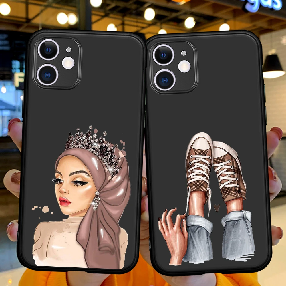 

Модный чехол для телефона с изображением девушки на высоком каблуке и кружкой для IPhone 11 12 13 Mini 11 Pro X XS Max XR 6 7 8 Plus SE, мягкий силиконовый чехол из...