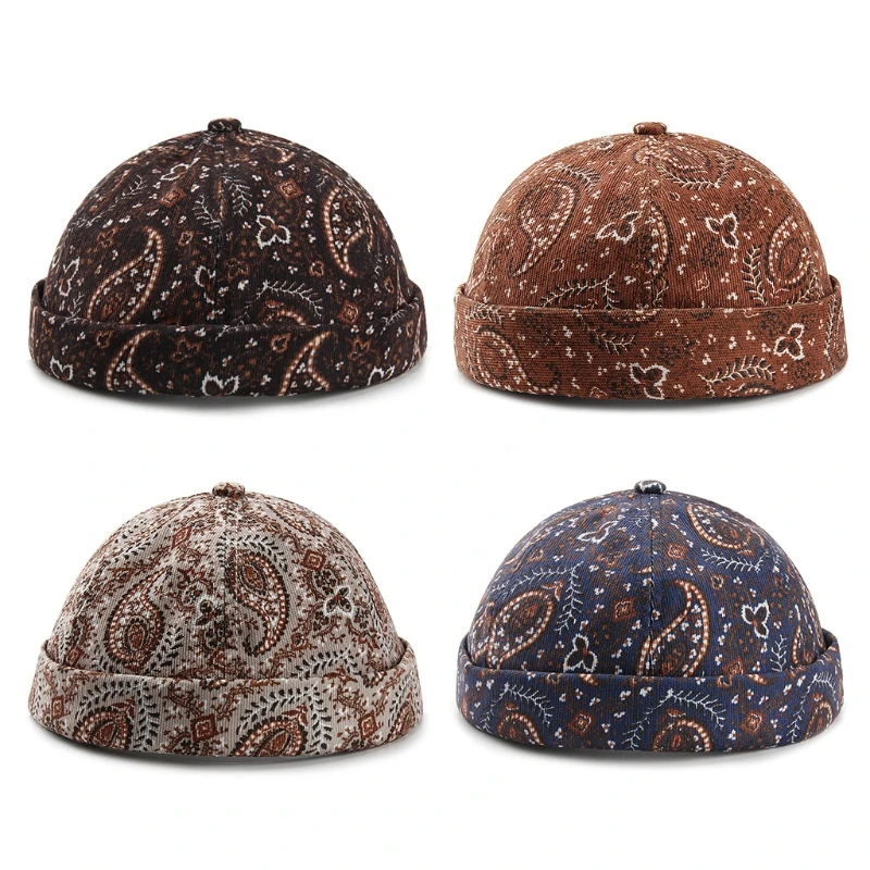 

Mens Womens Skullcap Cap Hat Beanie Cotton Rolled Cuff Vintage Brimless
