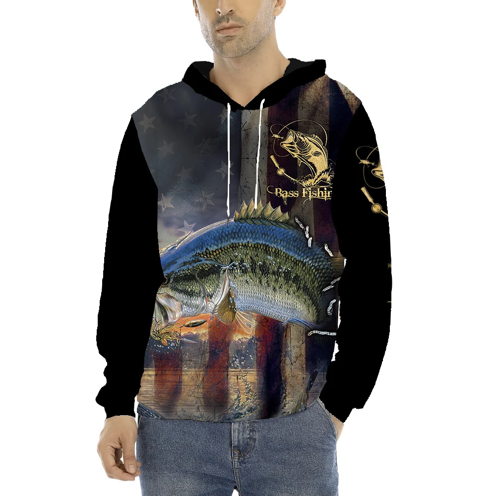 

Мужская толстовка с капюшоном и принтом в стиле High Street, новинка 2022, мужская толстовка с капюшоном в стиле хип-хоп для морской рыбалки, уличны...