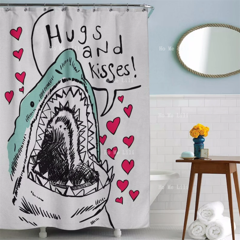 

Fun Shark Shower Curtain Bathroom Decoration