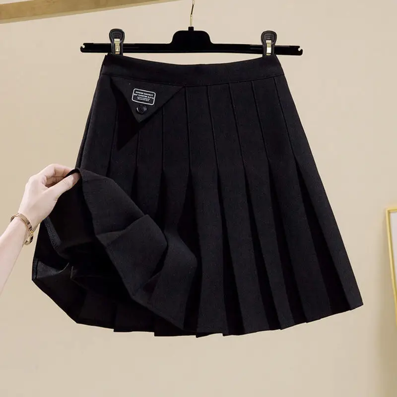 

Женская плиссированная юбка, Осень-зима, новая Корейская тонкая трапециевидная юбка с высокой талией в британском студенческом стиле SYXLYQ205