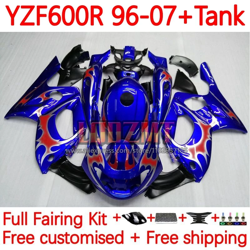 

Body For YAMAHA Thundercat YZF600R Blue&flames 96 97 98 99 00 01 YZF 600R YZF-600R 2002 2003 2004 2005 2006 2007 Fairing 42No.22