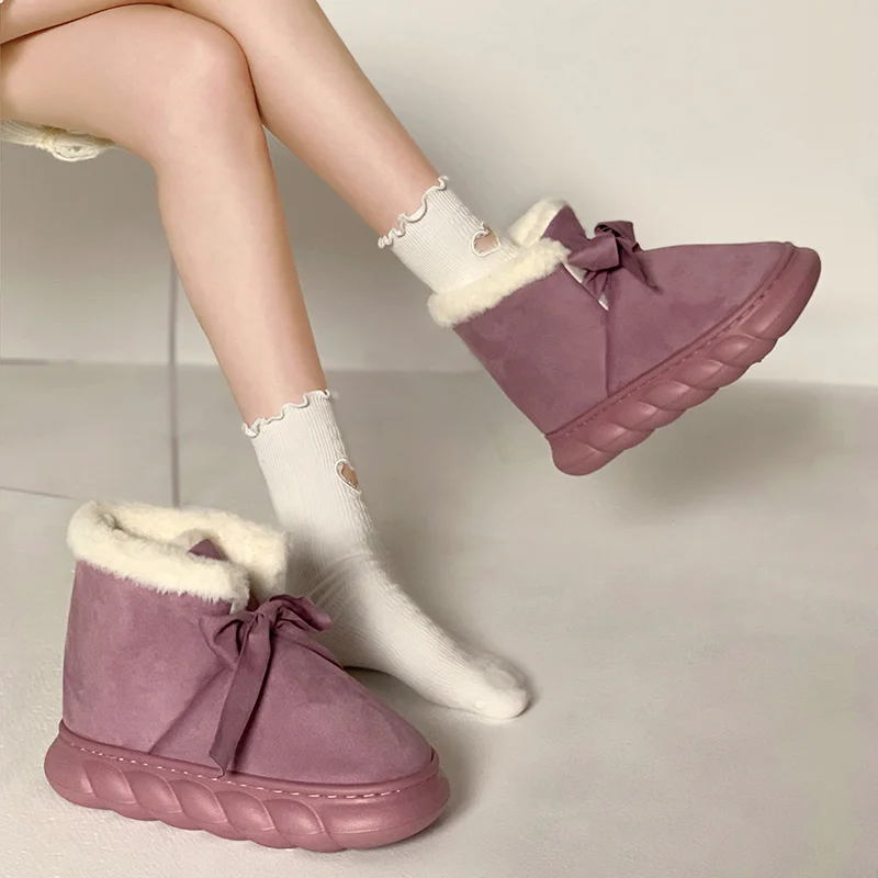 

Women's Shoes Snow Boots Plush 2022 New Winter Fashion Comfortable Thick Soled Anti-skid Warm Lace Cotton Boots