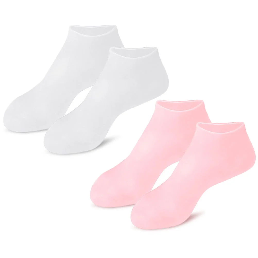 

2 Pairs Exfoliating Moisturizing Socks Foot Care Heels Girls Anti-crack Repairing Sebs Protection Covers Miss Feet Silicone