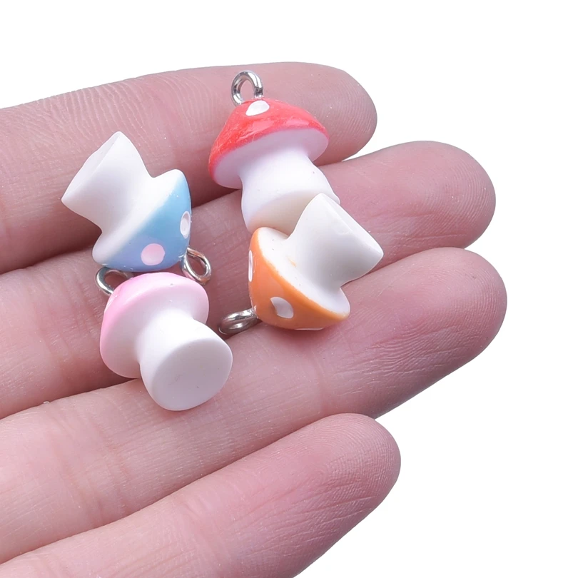 

10Pcs Mix Small Mushroom Charms Cute Cartoon Resin Keychain Bracelets Pendant For Making Earring Necklace Charm Jewelry Findings