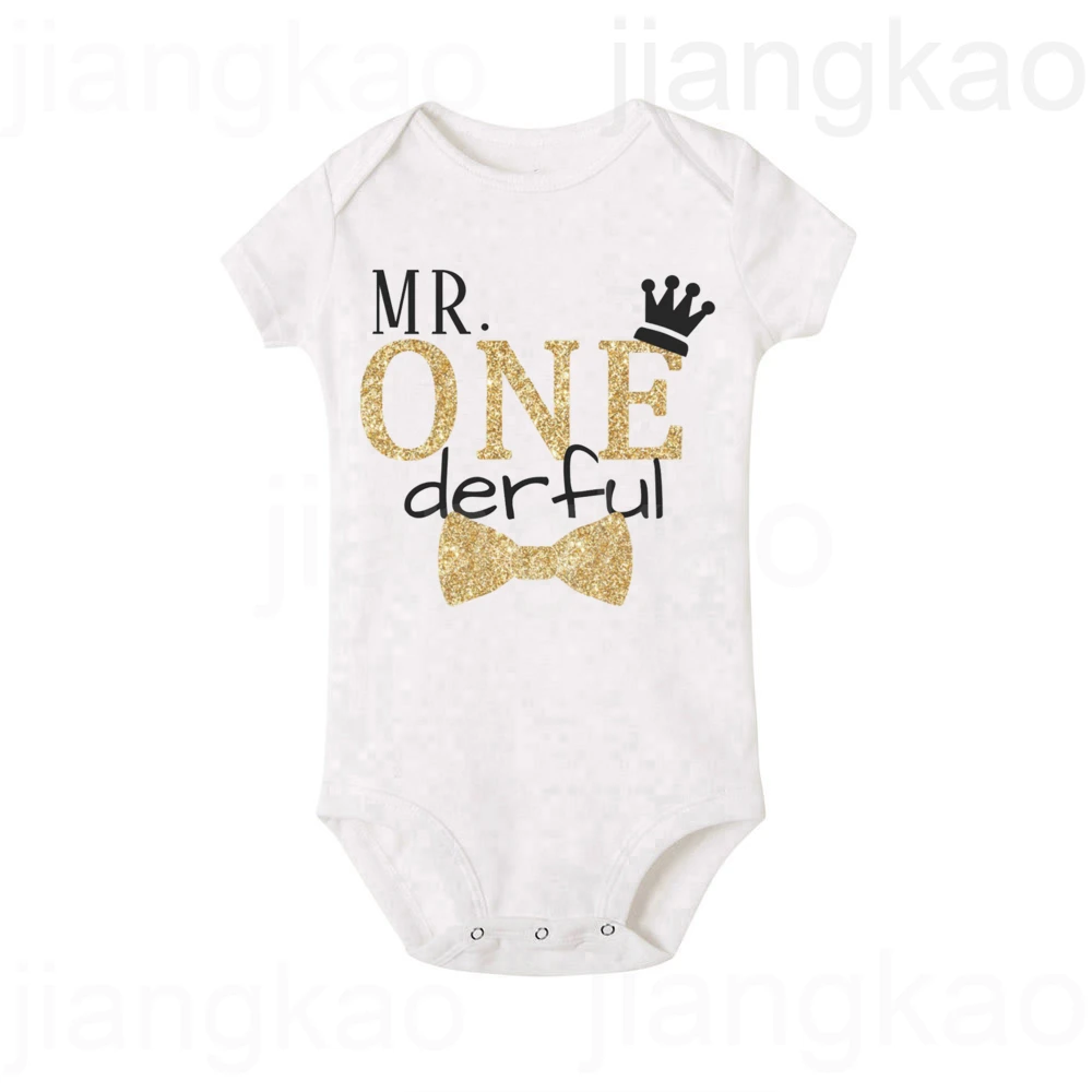 Детское боди с принтом Mr. One Derful наряд на день рождения для новорожденных