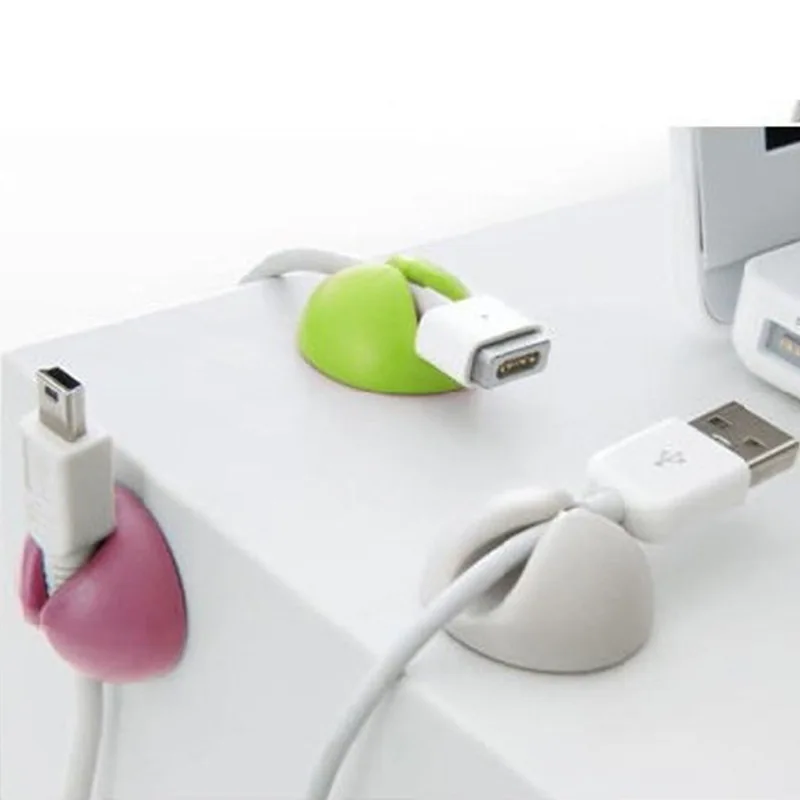 

5pcs Candy Color Cable Winder USB Data Line Earphone Clips Line Fixer Clips Cable Holder Desk Organizer Home Office Supplies