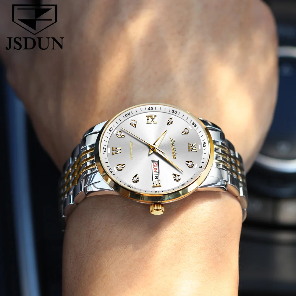 

JSDUN Brand Men's Automatic Mechaincal Watches Black Luxury Waterproof Stainless Steel Strap Wristwatch For Men