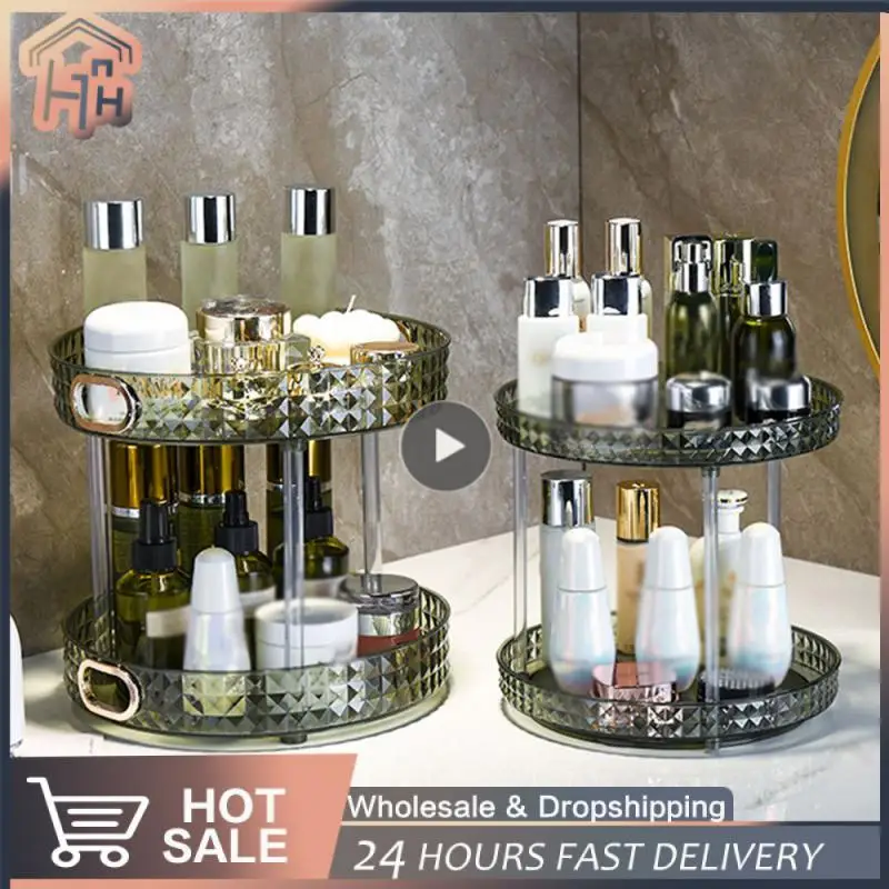 

Bedroom Storage Rack Box Cosmetic Transparent Care Shelf Toilet Desktop Perfume Skin Care Light Luxury Rack Tray Kitchen Storage