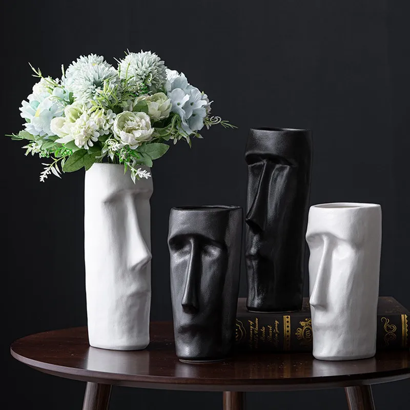 

Керамическая ваза в скандинавском стиле, сухой цветочный горшок, Современные художественные украшения, интерьер офиса, гостиной, домашнее ...