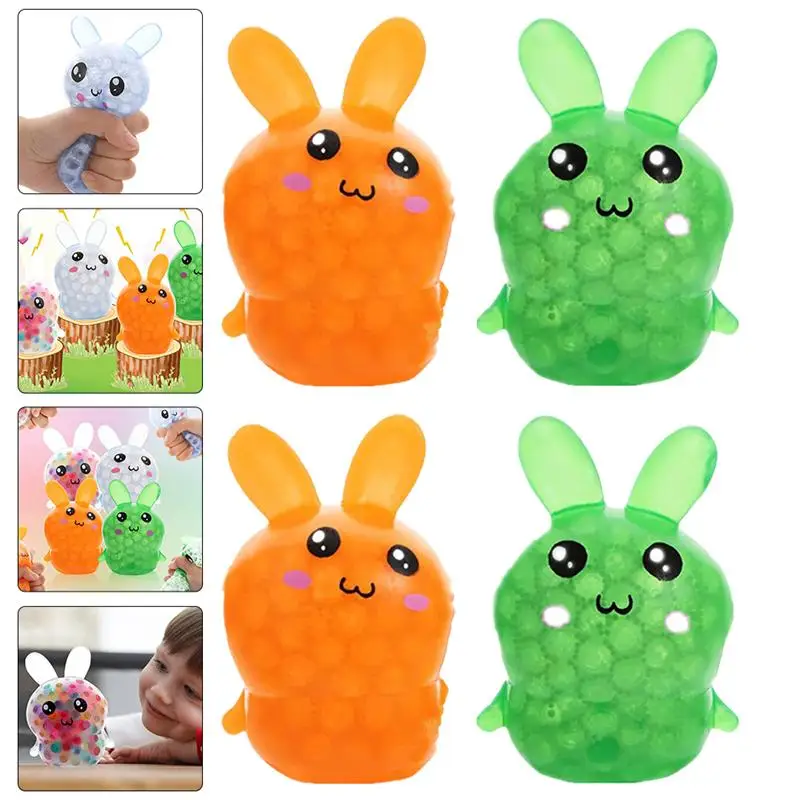 

4pcs Easter Bunny Stress Balls Toy Stress Relief Fidget Ball Rabbit Squeeze Toy Vent Squeeze Beads Pinch Pinch Decompression Toy