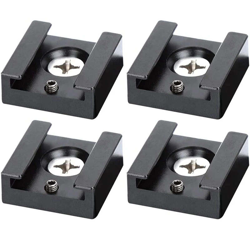 

Cold Shoe Mount Aluminum Adapter Bracket Hot Shoe With 1/4 Thread For Camera Cage Flash Shoe Mount(4 PCS)