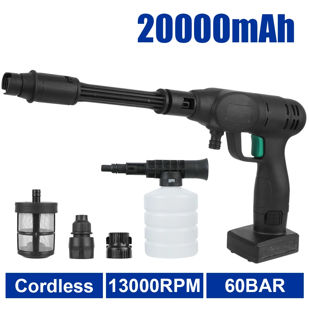 

High Pressure Car Washer 1500W 60Bar Portable Spray Water Gun 9000/20000mAh Car Wash Pressure Cleaner Cordless Cleaning Machine