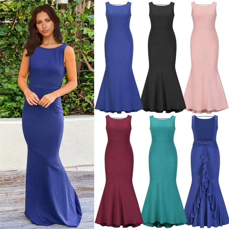 Женское платье с открытой спиной Элегантное повседневное в Корейском стиле