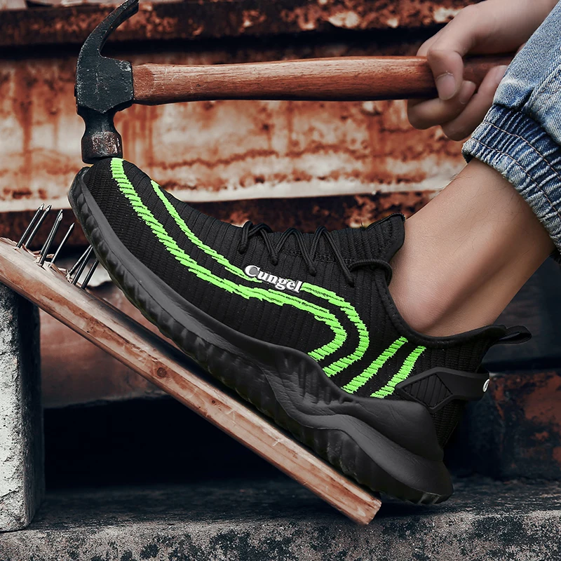 Outdoor Breathable Men Work Safety Shoes Anti-puncture Working Sneakers Men Women Work Shoes Sports Hiking Shoes Plus Size 36-46