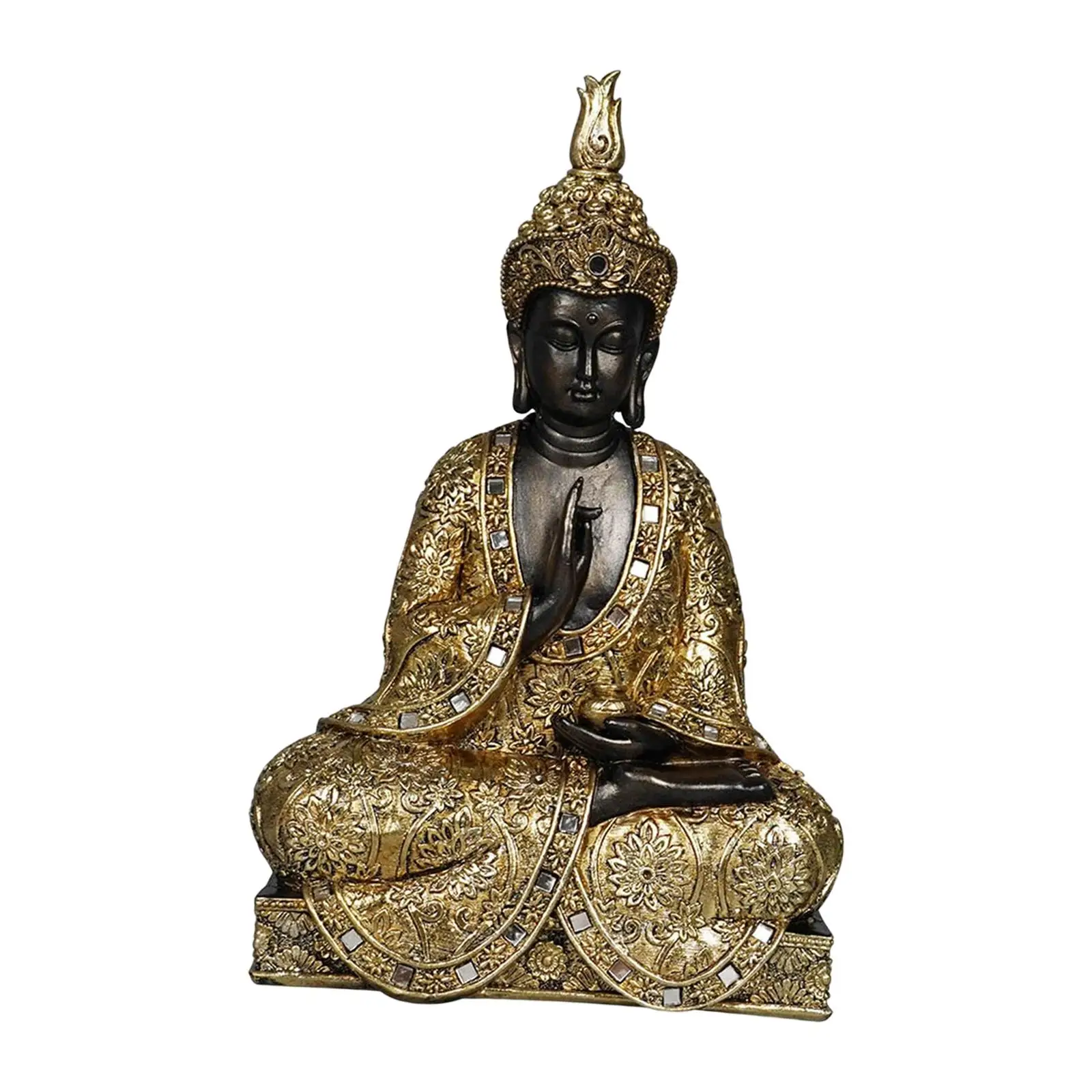 

Vintage Style Thailand Buddha Figurine Statue Ornament for Office Desk Decor