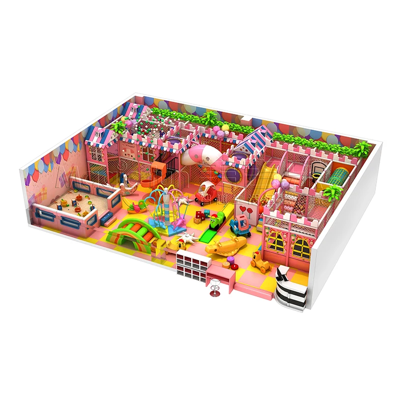 Фото Крытая игровая площадка CandyColored с мягкой зоной игр и домом для ролевых игр для детей в продаже №1