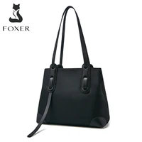 FOXER Women Shoulder Bag Summer Totes Fashion Lady Popular Handbag Oxford Cloth Fabric Purse Commuter Office Bag Large Capacity