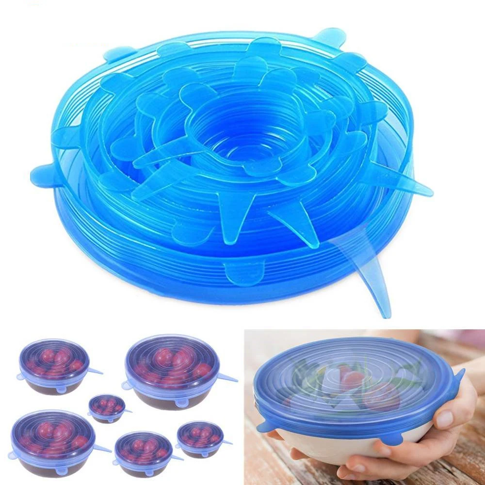 Adaptable Silicone Stretch Lids Cookware Bowl Reusable Microwave Cover Food Grade Silicone Cover Cap Sets Kitchen Accessories