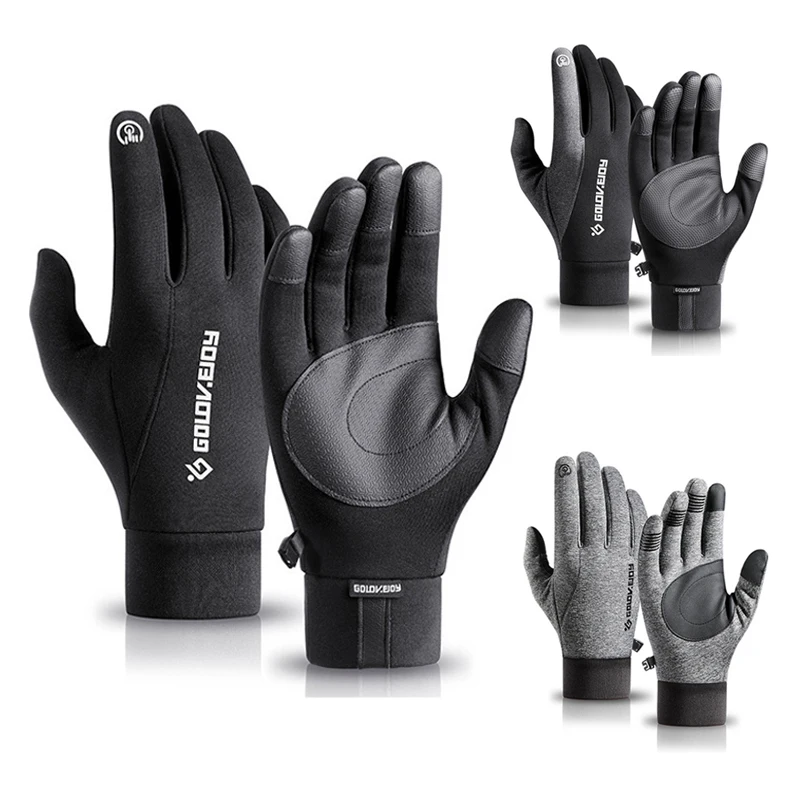 

High Quality Winter Gloves For Men Plus Velvet Warm Touchscreen Cold Glove Outdoor Waterproof PU Leather Non-Slip Cycling Gloves