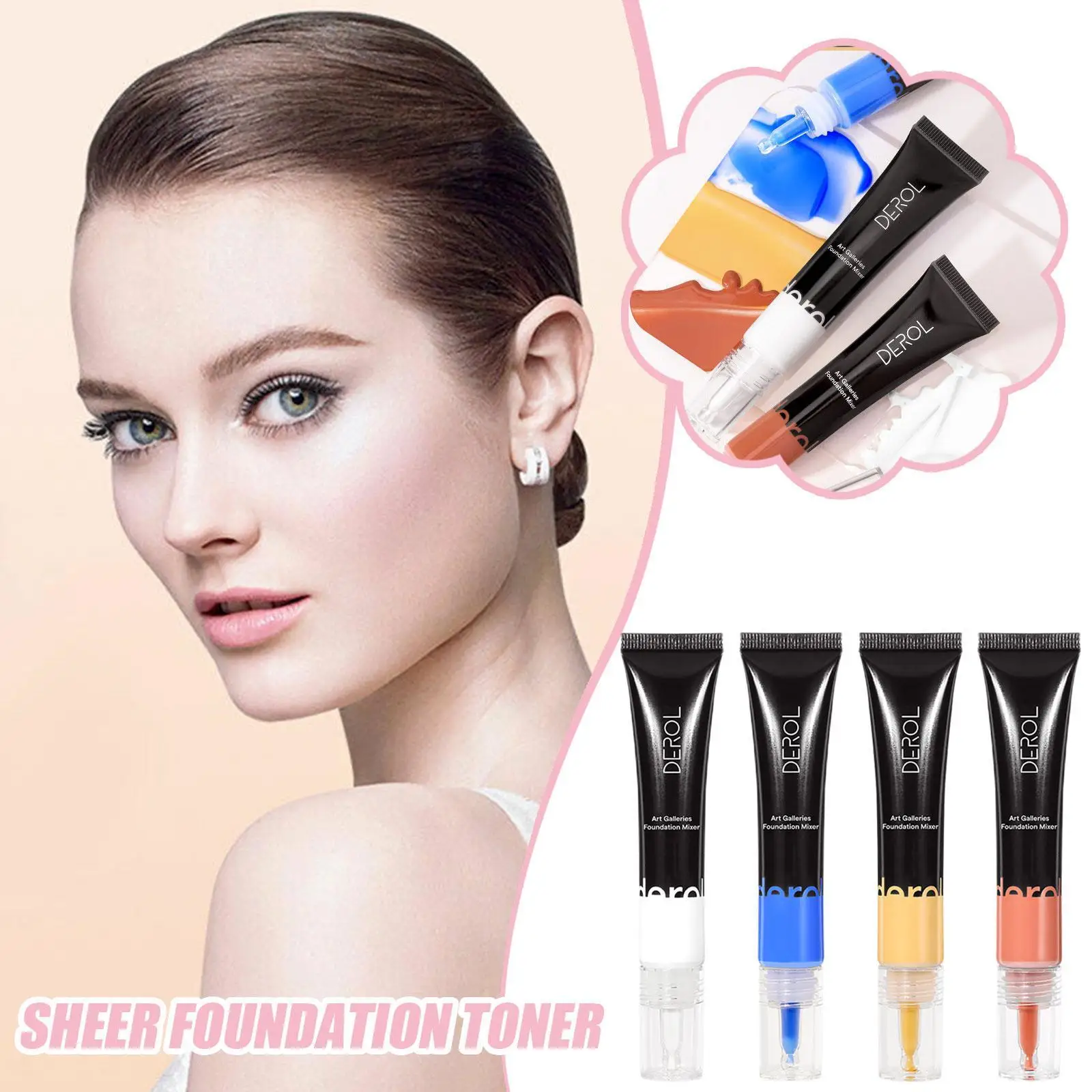 

Full Coverage Waterproof Colour Liquid Foundation Make Up Foundation Concealer Makeup Hide Pores Face Base Tone Cream 4 Color