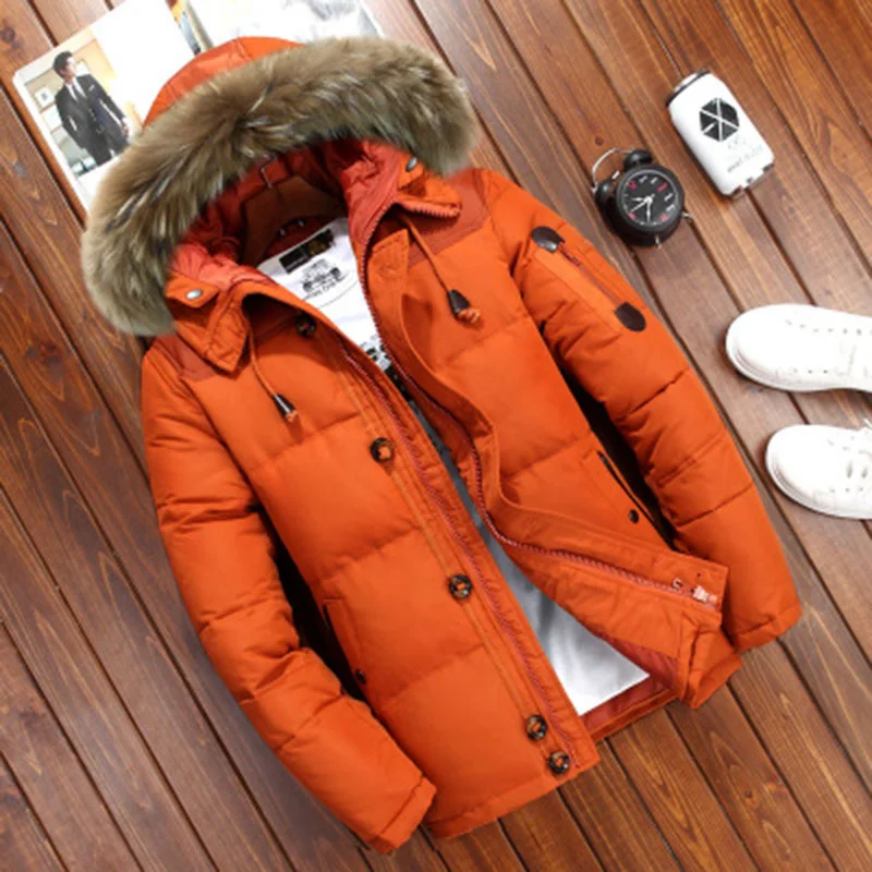 Men's Winter Jacket Parkas Coat Men Outwear Overcoat Cotton Inside Coat Fur Collar Puffer Jacket Fashion Men Jacket Slim Fit