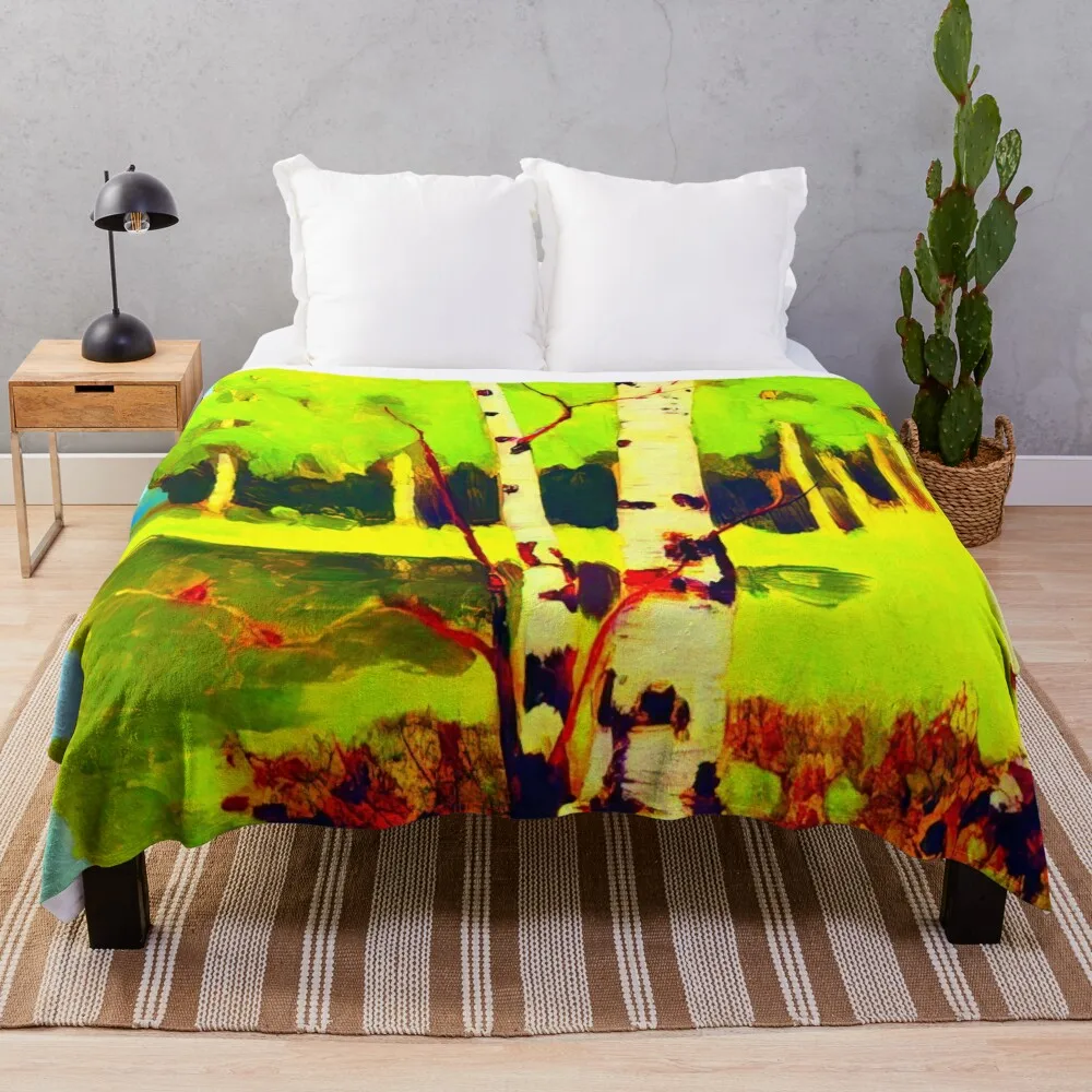 Березы от Arkhyp Kuindzhi Vibante Edition Плед Декоративные кровати Фланелевые одеяла