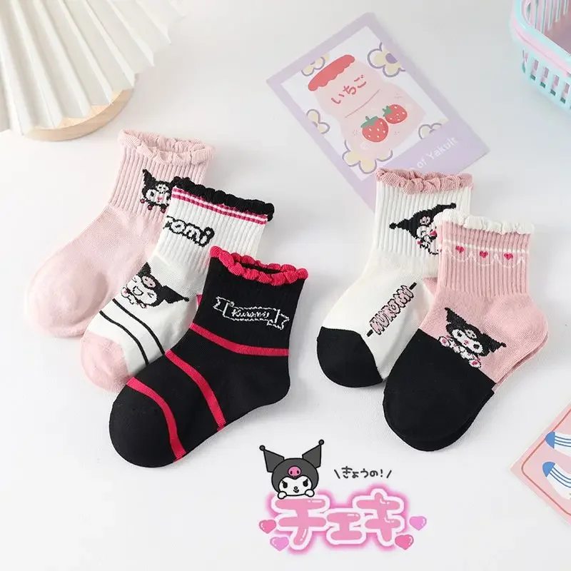 

Kawaii Sanrio Cotton Children's Socks Cartoon Anime Kuromi My Melody Autumn Sweat Absorbent Breathable Soft Socks Girl Toy Gifts