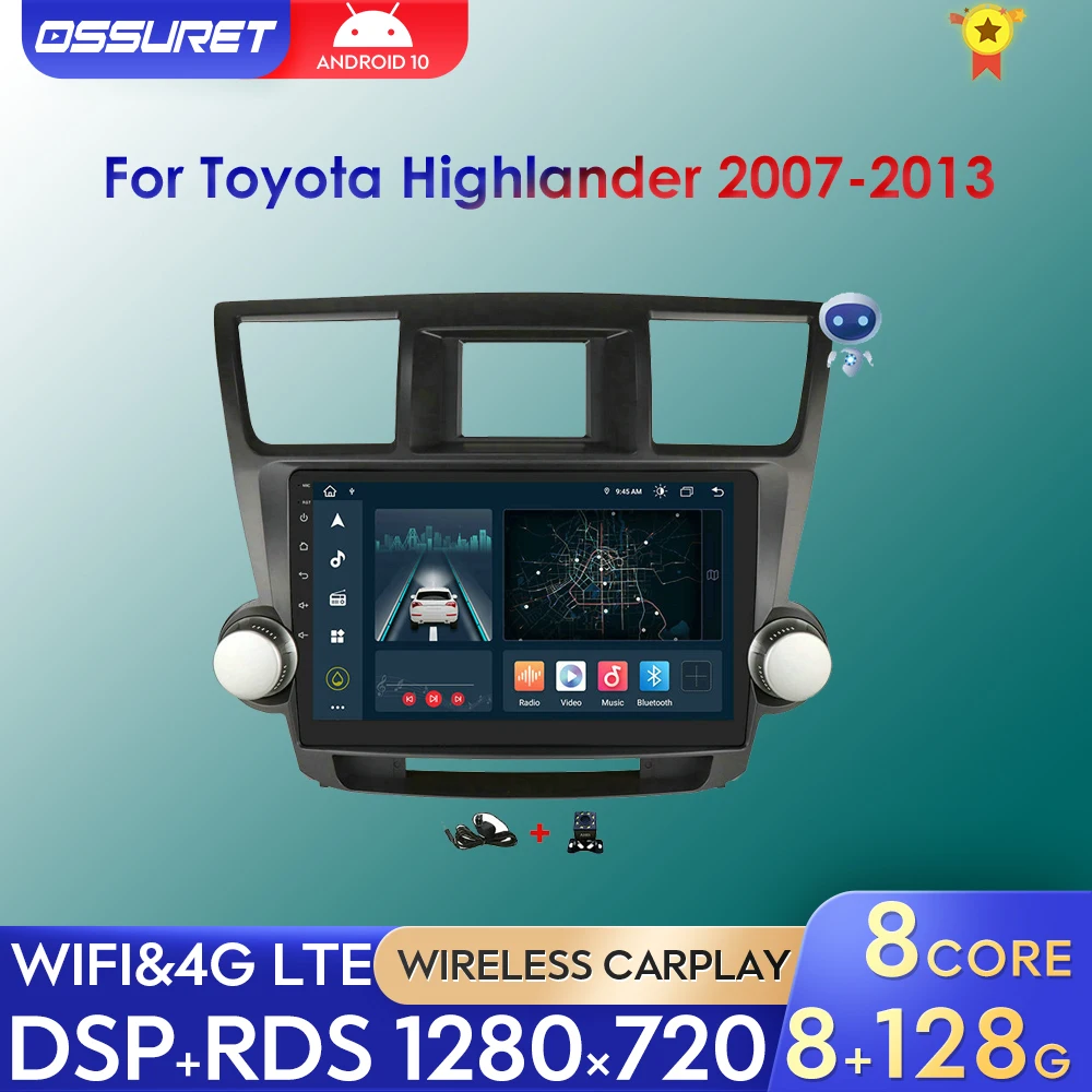 

Android 11 Multimedia Player Auto Radio Carplay for Toyota Highlander 2007-2013 2Din Car Gps Navigation Stereo with Touch Screen