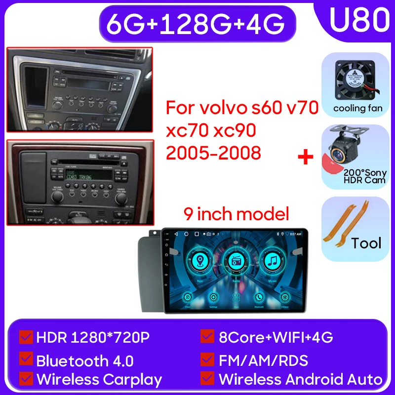 

Автомобильный Android для Volvo S60 V70 XC70 2001-2009, автомобильное радио, стерео, головное устройство, мультимедийный плеер, GPS-навигация, № 2DIN, DVD, 5G, Wi-Fi