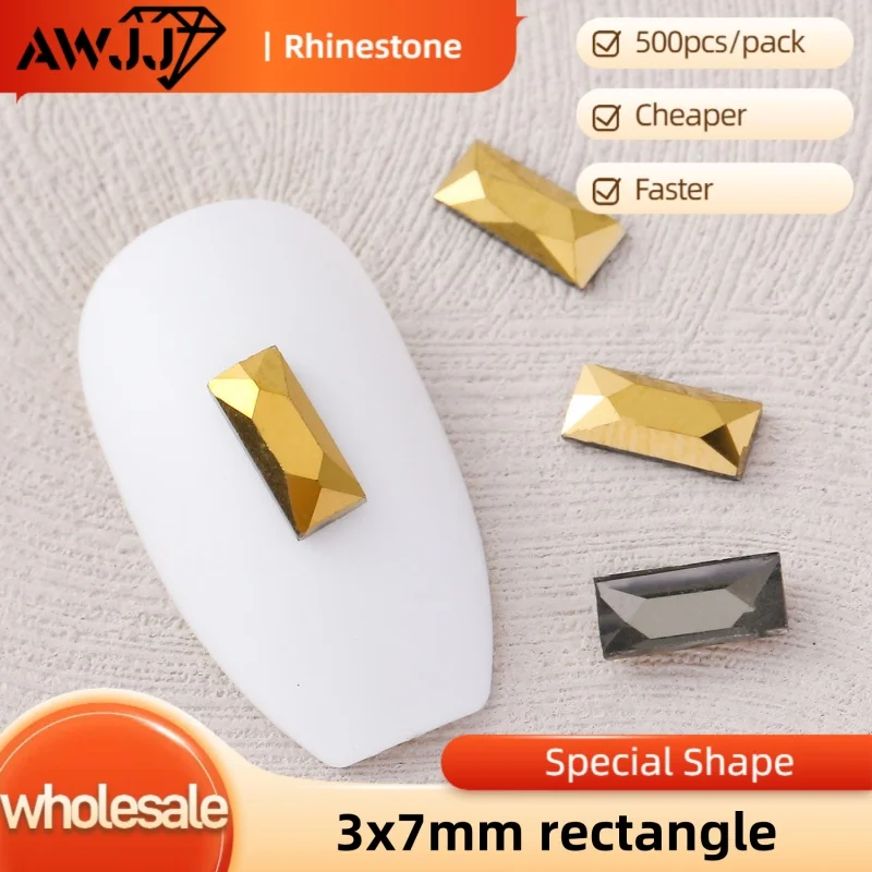 Фото Оптовая продажа AWJJ 500 шт. 3x7 мм прямоугольные прочные фантазийные самоклеящиеся стразы для дизайна ногтей: поиск роскоши и долговечности №5
