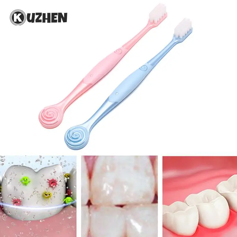 

2 In 1 Tongue Scraper Double-headed Toothbrush And Tongue Brush Soft Bristled Oral Clean Eliminate Bad Breath Hygiene Care 1pc
