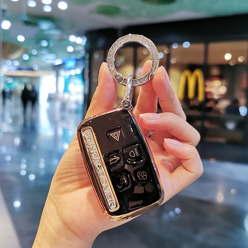

For Land Rover Range Rover Sport Discovery 3 4 Elander 2 Evoque Accessories Soft TPU Car Key Case Cover Holder Shell Keychain