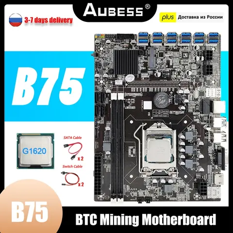 Горнодобывающая материнская плата B75 ETH 12 PCIE до USB G1620 CPU коммутатор кабель SATA