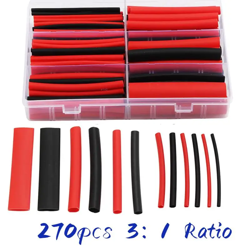 

270pcs 3:1 Ratio Heat Shrink Tube Adhesive-Lined Heatshrink Tubing Electrical Sleeving Cable Wrap 2021 new