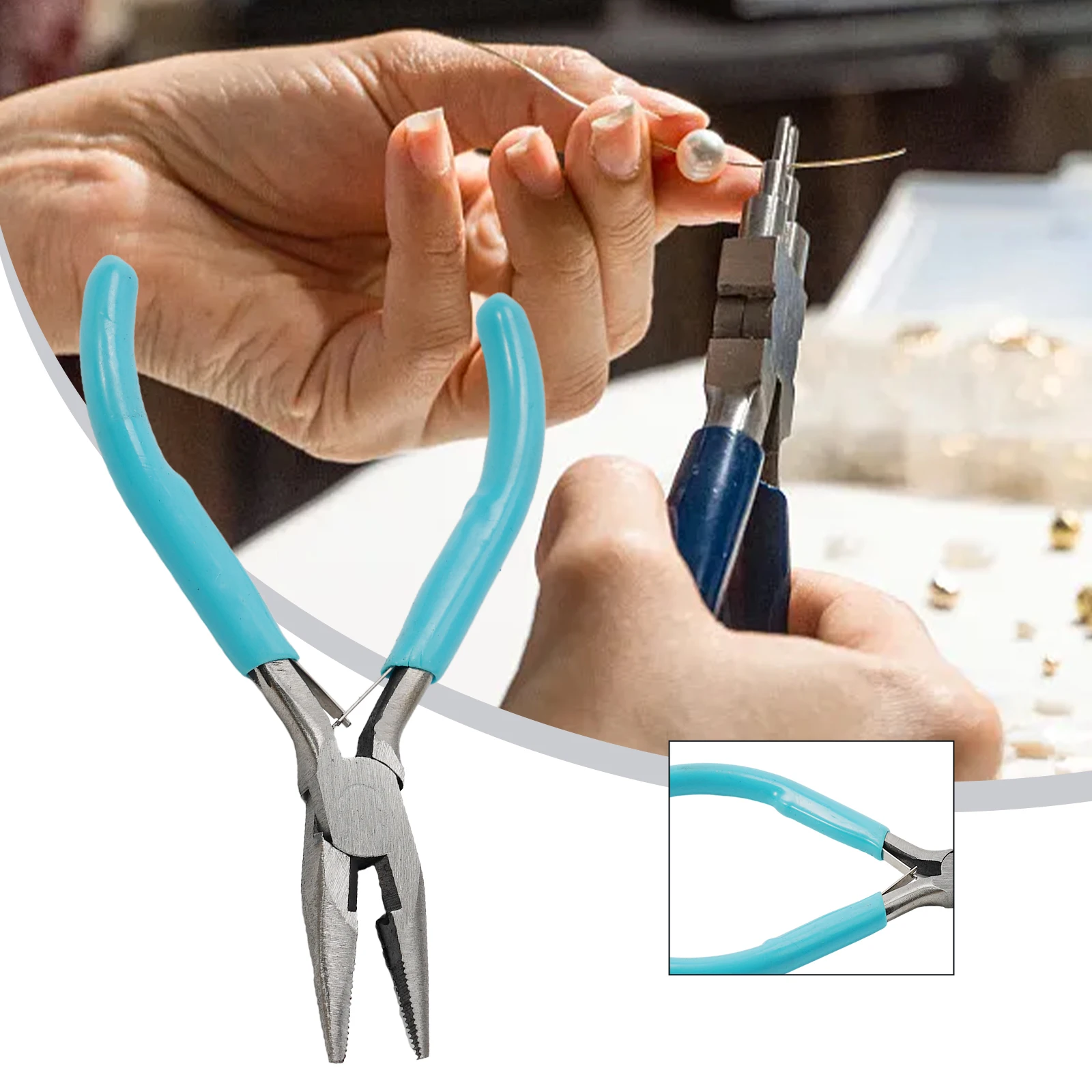 

1pc Stainless Steel Small Pliers PVC Non-slip Handle Jewelry Accessories Repair Making Round Nose Needle Nose Pliers Hand Tools