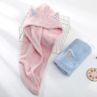 towels cap bathroom microfiber solid quickly dry hair hat home textile towel cute cartoon embroidery hair towel hair towel wrap