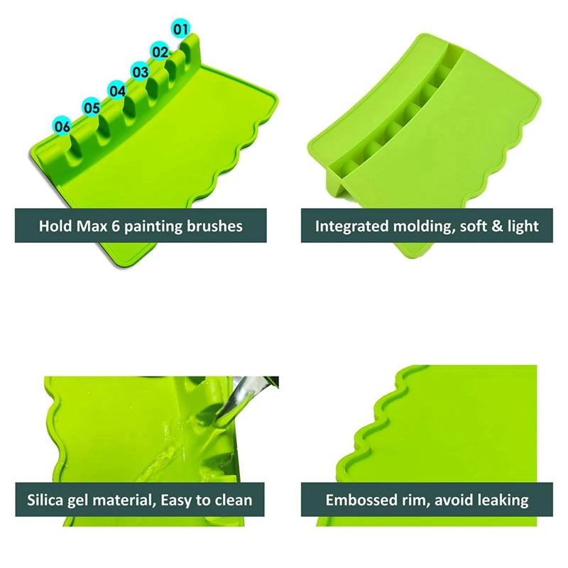 Большой силиконовый держатель для кистей органайзер с 6 отделениями акварели