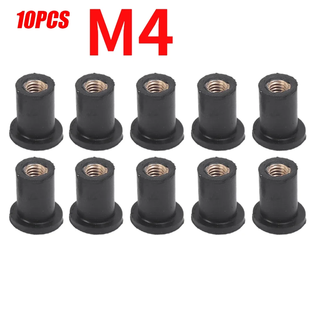 10 шт., резиновые гайки для модификации мотоцикла, крепежные детали, гайки для лобового стекла мотоцикла, декоративные аксессуары, латунные гайки, клепальные инструменты