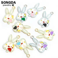cute mix enamel bunny rabbit charms pendants necklaces earrings bracelets diy handmade accessories findings crafts jewelry gifts