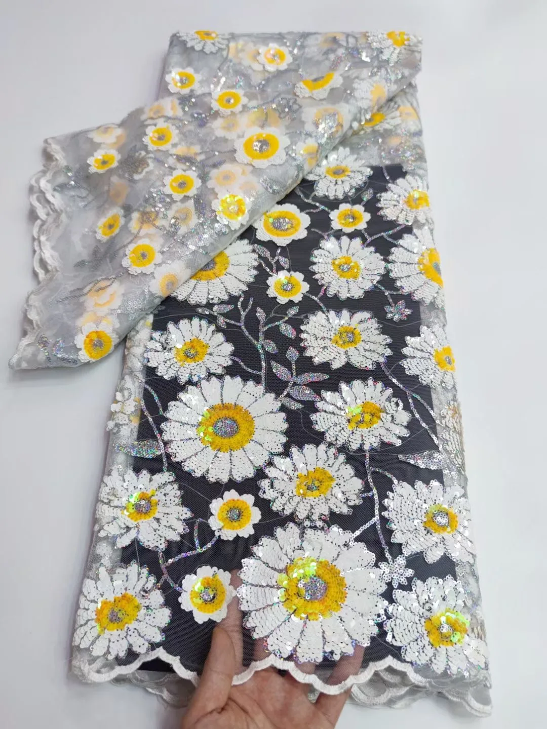 Новейшая яркая африканская кружевная ткань с блестками французские сетчатые